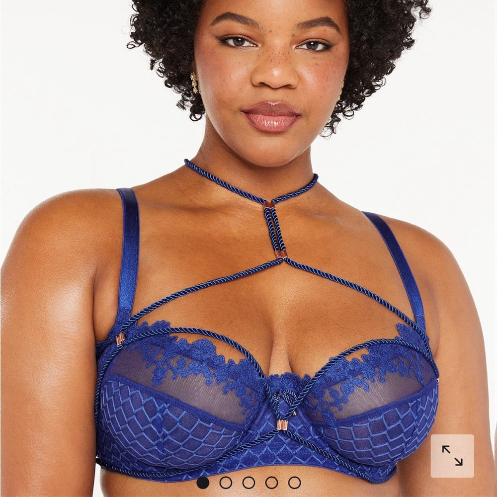 Goodnight Kiss body harness in blue by Savage x Fenty by Rihanna